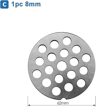 #8 62mm Meat Grinder Grille Disc Attachment Stainless Lattice Mincer Plate Parts For MFW66020 67440 68640 68660(B.1 x 4.8mm)