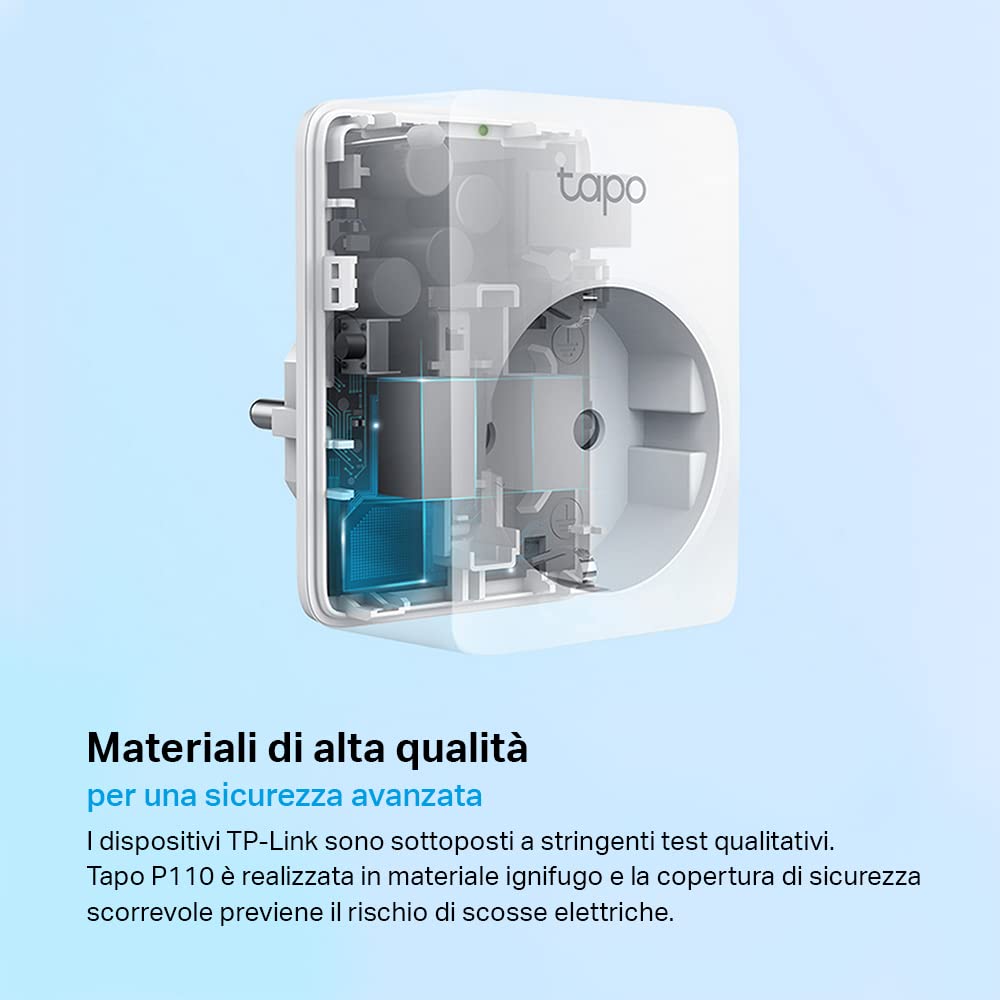 Tapo P110 Presa Intelligente con Monitoraggio Energia, Smart Plug Compatibile con Alexa e Google Home, Monitora il Consumo di Energia, Controllo Remoto Tramite APP Tapo, 16A, 3680W