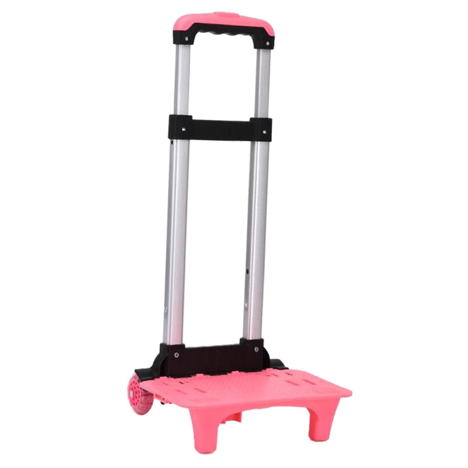 TWISAXC Portable Folding Trolley Cart Telescopic Rod Luggage Cart Backpack Trolley Sturdy Two Wheels Effortlessly Maneuverable Travel Solution Foldable, Pink