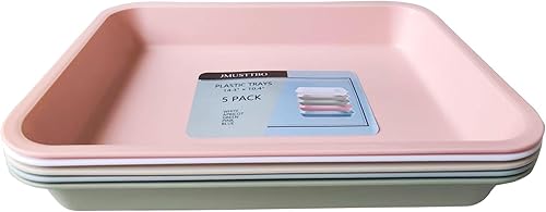 Miniatura 5 de Juego de 5 bandejas de actividades de colores surtidos, bandejas de arte de plástico multiusos para pintar, cuentas, limo y más (14.3 x 10.4 x 2