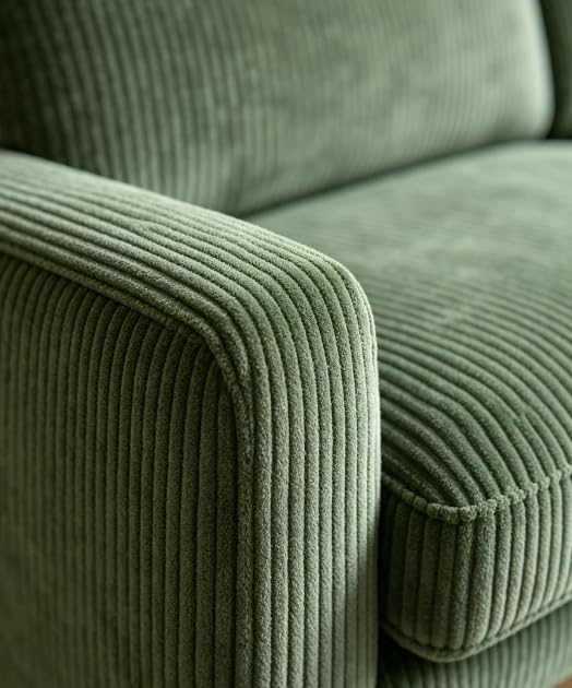 Image of Vesgantti 68 inch Comfy Green Corduroy Loveseat Sofa, 2 Seater Deep Seat Couch with Spring Cushion, Solid Wood Frame for Living Room, Bedroom, Office