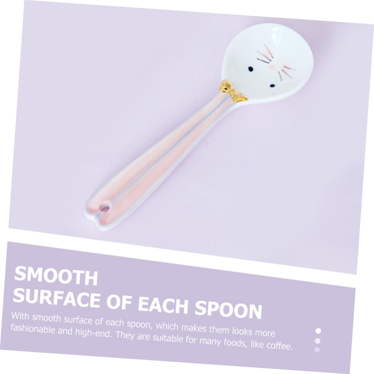 MAGICLULU 4piezas Cucharas De Cerámica Para Café y Sopa De Diseño De Dibujos Animados Utensilios Para Mezclar Bebidas y Servir Postres