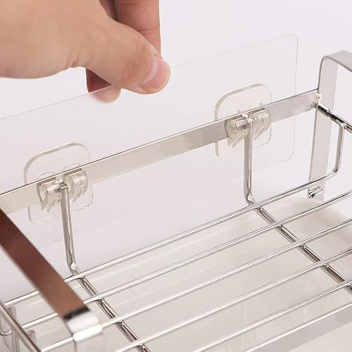 Miniatura 6 de Soporte de esponja para fregadero de cocina de acero inoxidable 304, organizador de fregadero de cocina, soporte de jabón para encimera con bandeja
