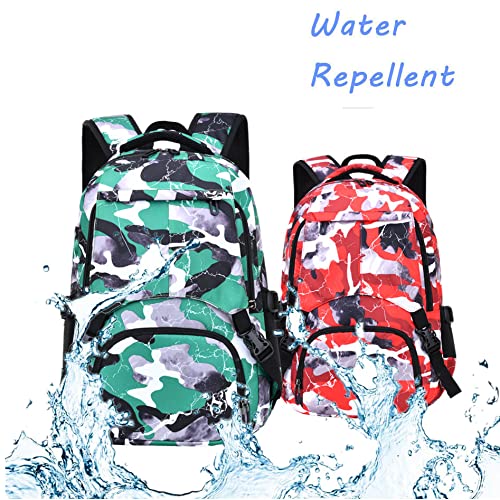 Image of Ladyzone Camo School Backpack Lunch Box Set Lightweight Schoolbag Travel Camp Outdoor Daypack