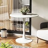 Kasinali 24 inch White Round Table Modern Tulip Dining Table, White Kitchen Table, Mid Century Coffee Table for Living Room