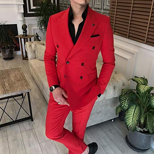 Men's Suit 2 Pieces Slim Fit Formal Double Breasted Wedding Suit Sets Blazer for Groomsmen2