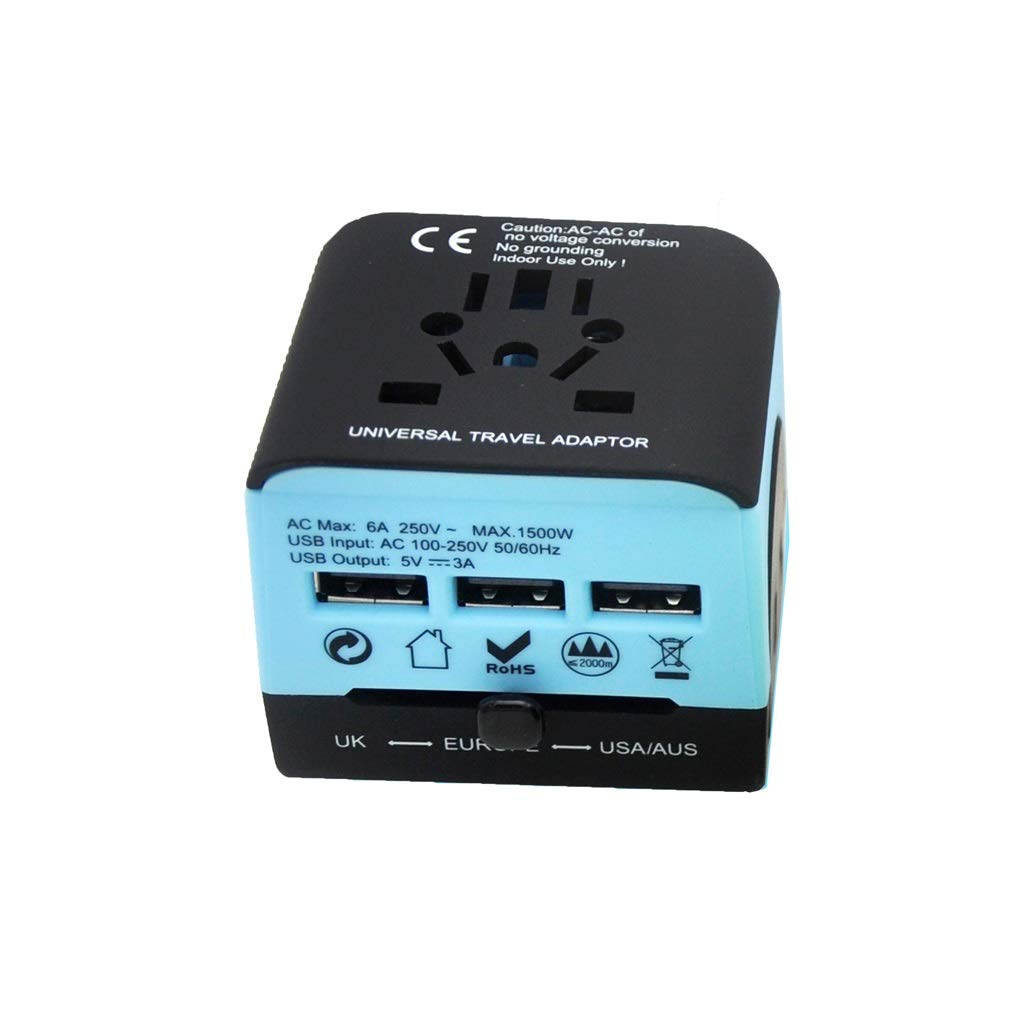 Uniwersalny zasilacz na całym świecie, dla Europy, Wielka Brytania, Chiny, Australia, Japonia 224 kraje, 3 Usb. Międzynarodowy zasilacz (Color : D, Rozmiar : 5.4 * 5.7 * 6.1cm)