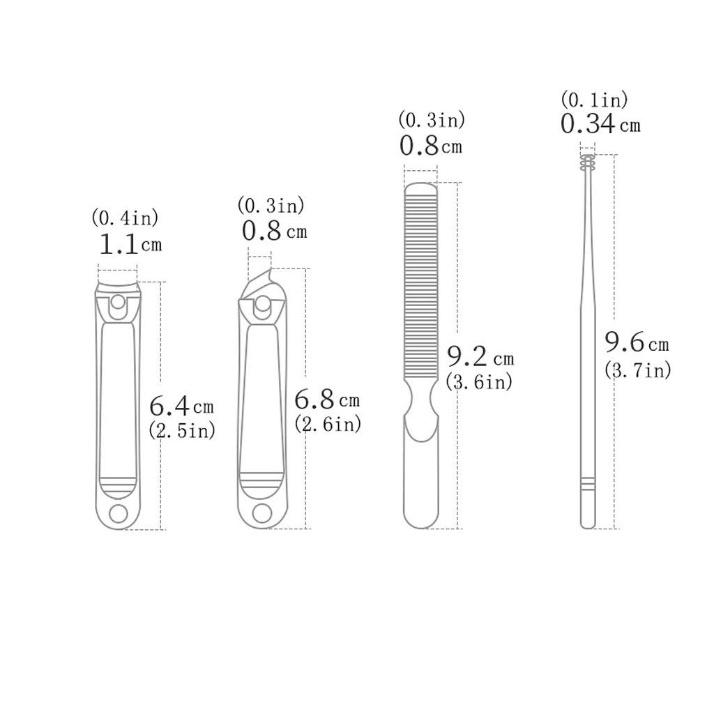 Profesional Cortaúñas 4 piezas Nail Clippers Conjunto belleza del acero inoxidable Clippers oblicua del clavo regalo Cuidado de la caja portable de la manera Clippers herramienta del clavo Set de Mani