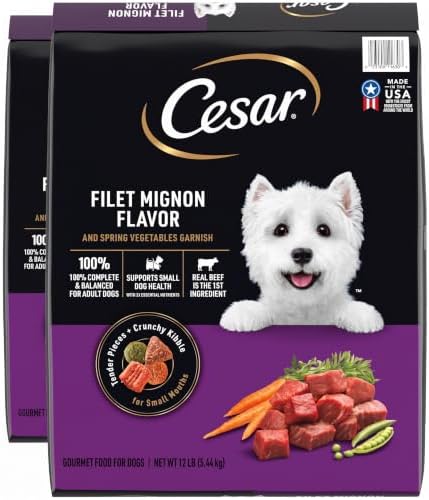 Cesar Small Breed Adult Dry Dog Food Filet Mignon Flavor with Spr...