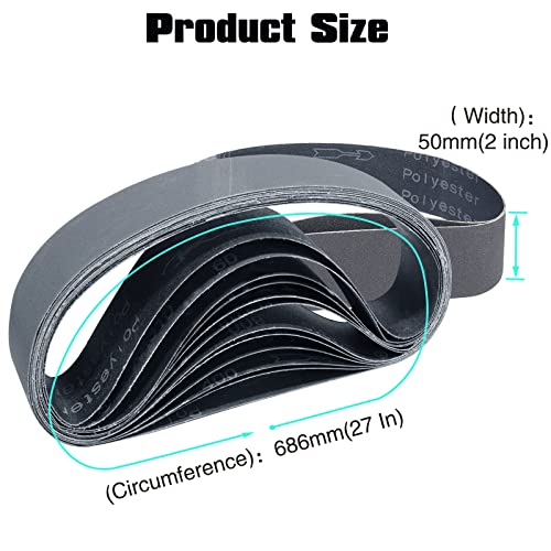 Miniatura 2 de Sruhrak Banda De Lija 50 X 686mm- 12 Unidades Correas De Lijado De Carburo De Silicio 2 X 60 120 240 400 600 800 Granos De Carburo De Silicio De Alto Rendimiento Para Trabajar Con Metales