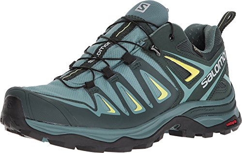 SALOMON X Ultra 3 Wide GTX W, Senderismo. Mujer, Blanco Artic Darkest Spruce Sunny Lime, 44 EU