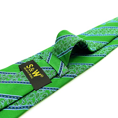 S&W SHLAX&WING Gravatas masculinas listras esmeralda verde xl tamanho extra longo