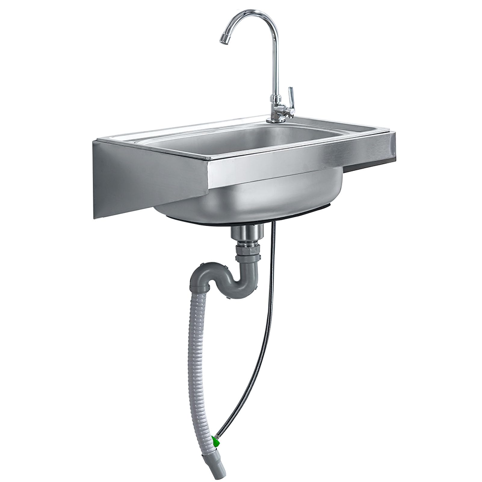 ZQFHSX Stainless Steel Kitchen Sink Free Standing， Wall Mounted Utility Home Simple Laundry with Faucet Single Bowl Hand Washing Basin(48x35cm)