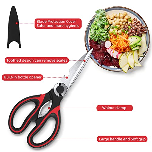 Kitchen Scissor For General Use 2-Packs,Heavy Duty Kitchen Raptor Meat Shears,Dishwasher Safe Cooking Scissors, Stainless Steel Multi-Function Scissors For Food,Chicken,Poultry, Fish, Pizza,Herbs #TOP1