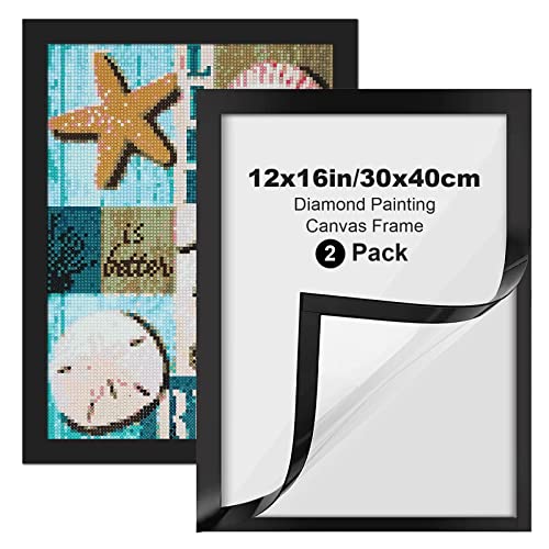 Bemaystar Magnetische Diamant-Malrahmen - Rahmen für 30 x 40 cm große Diamantmalerei-Leinwand, Diamant-Kunst-Magnetrahmen für Zuhause, Wand, Tür, Kühlschrank, Schwarz, 2 Stück Cover
