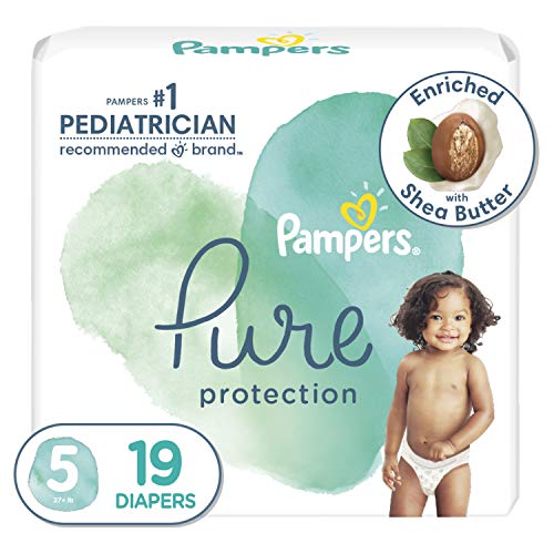 Diapers Size 5, 19 Count - Pampers Pure Protection Disposable Baby Diapers, Jumbo Pack