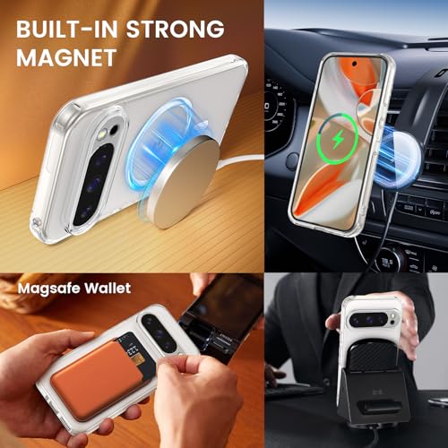 Image of Ruky for Google Pixel 9 Pro XL Case Compatible with MagSafe, Transparent | with Privacy Screen Protector, Clear Shockproof Protective Slim Phone Case for Google Pixel 9 Pro XL 6.8 inch, Transparent