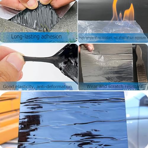 Cinta autoadhesiva de asfalto para reparación de techos, sello impermeable y de protección UV, rollo de papel de aluminio de betún, 60 cm x 10 m, ideal para grietas y sellado de superficies