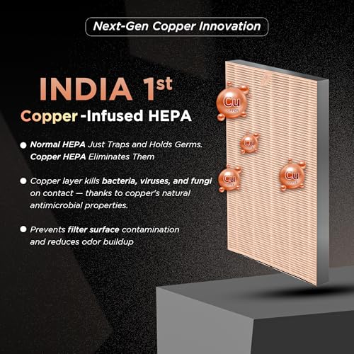 Image of CUCKOO Respure Copper Air Purifier For Home | 2 Yrs Filter & 8 Yrs Warranty on Motor | Coverage Area 570 Sqft | Suitable For Heavy Pollution Allergies & Pet Issues. (Respure Copper)