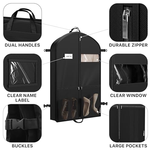 Simple Houseware 43'' Travel Garment Bag with Pockets for Suits, Dresses, Coats, Heavy Duty 300D Polyester4