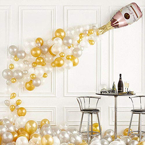 HORUIUS Champagne Bottle Balloons Champagne Glass Balloon Mylar Foil Balloons Birthday Engagement Bachelorette Party Bridal Shower Wedding Celebration Anniversary Decorations 4PCS - Image 3
