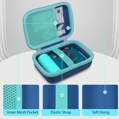 Image of khanka Hard Case for Kodak Smile+ /Kodak Smile Plus Camera,Blue | EVA Hard Shell, Mesh Pocket Accessory Storage, Travel-Ready Portable Storage, Easy Carry Handle, Protective Case Only
