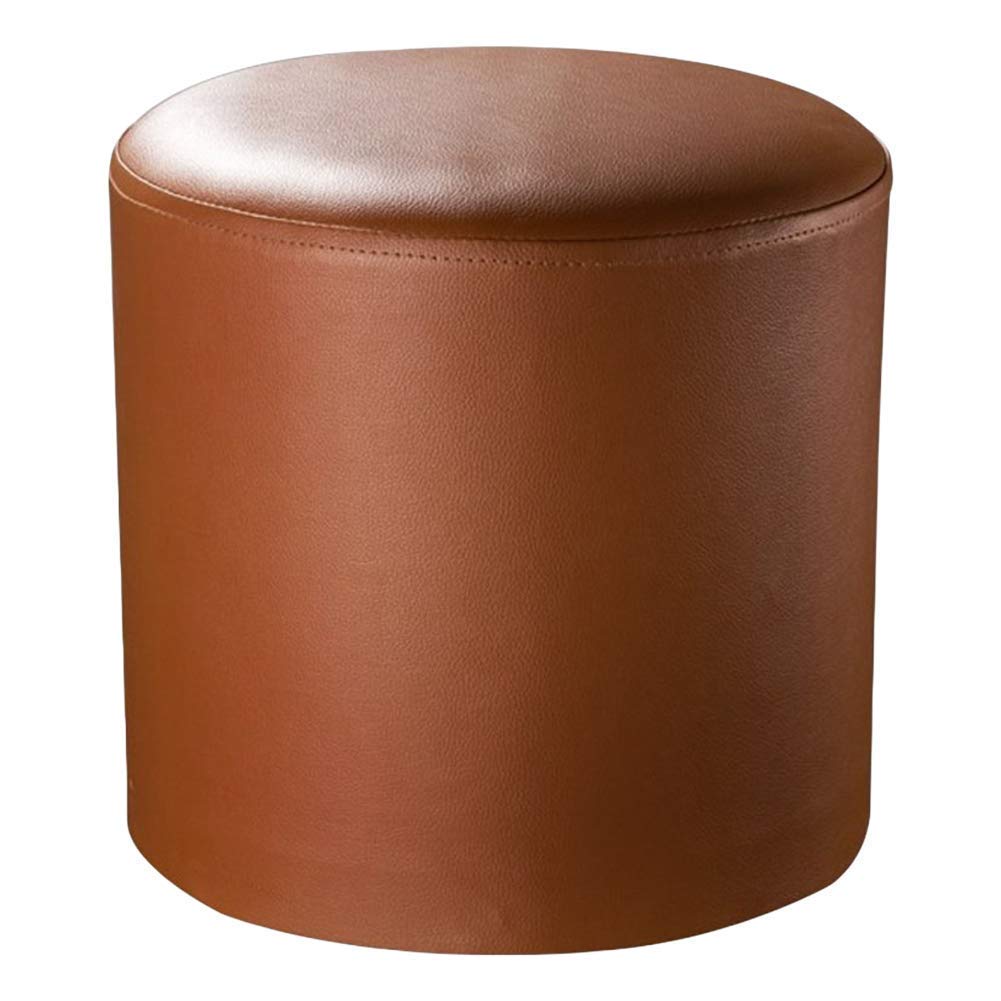 Pouf rond en cuir repose-pieds de salon en bois massif