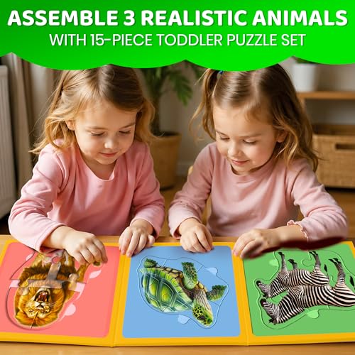 Image of QUOKKA Step Up Magnetic Puzzles for Toddlers 1-3, Wild Animals Puzzle Set in One Book, Travel Games for Kids 3-5, Screen Free Toy for Toddlers and Preschoolers