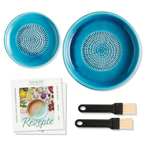 evergrate Geniales Duo: Tellerreibe + Dipschale Motiv Türkis mit 2...