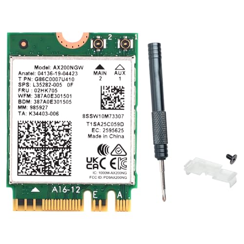 WiFi 6 AX200 Wireless Card with Bluetooth 5.2, AX3000Mbps for Intel AX200NGW M.2 2230/NGFF Key A+E Module, Compatible with Laptop PC Windows 10/11 64-bit, MU-MIMO, OFDMA, WPA3