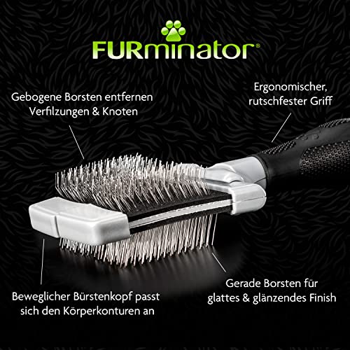 Furminator Zupfbürste Größe L weich - große Bürste mit weichen Borsten für Hunde und Katzen mit seidigem oder drahtigem Fell
