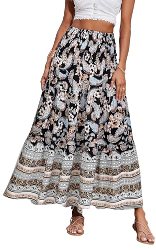 Image of CFLONGE Summer Maxi Skirts for Women 2026 Trendy Floral A Line Boho Skirt