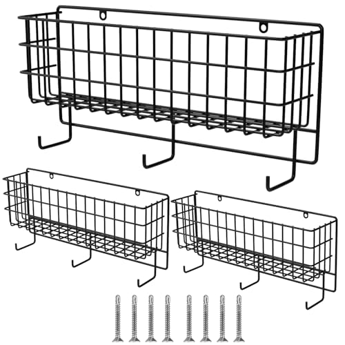 Tandefio 2 Pcs Basket & Tack Rack for Horse Hanging Bridle Rack with Basket Hanging Wire Basket with Tack Hook Hangers Wall Mounted Multi Use Stable Organizer Key Organizer Rack for Stable Saddle