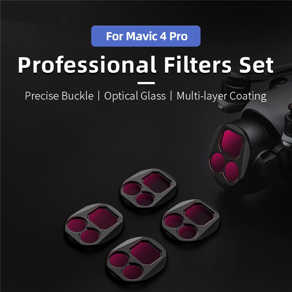 Juego de filtros ND&CPL para DJI Mavic 4 Pro, ND8 ND16 ND32 ND64 CPL Filtros para DJI Mavic 4 Pro Drone, lente de cámara de densidad neutra filtro ND de vidrio óptico (ND8/16/32/64)