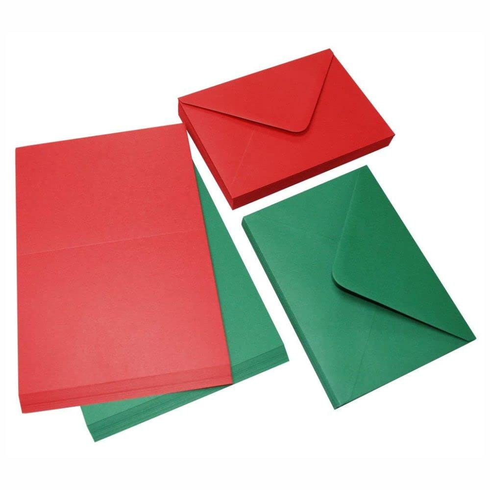 Ace Crafts 5 x 7 Christmas Cards and Envelopes for Card Making (20) - Red and Green for Holiday, Birthday, Wedding Invitation, Thank You - Craft Supplies