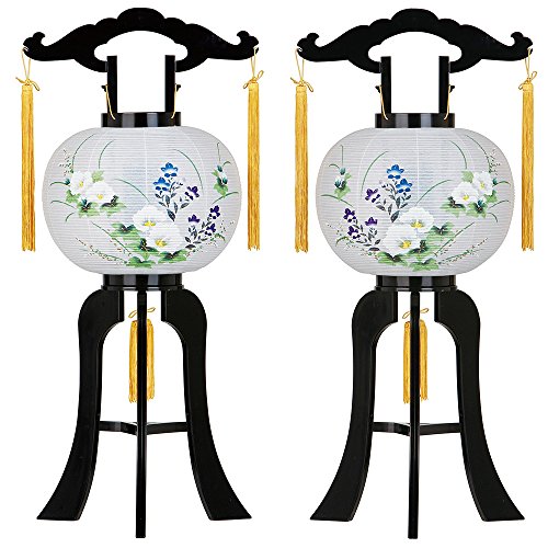 仏壇屋 滝田商店 対柄 盆提灯 盆ちょうちん 小型 回転行灯 9号 「平泉」2510-W(一対)◆高さ70cm×火袋径28cm◆ 置き提灯 証明書付