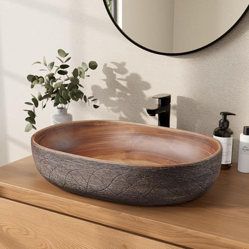 Ma sélection salle de bain Amazon Homary Vasque à Poser pour Salle de Bains, 59 cm, Vasque Ovale à ...
