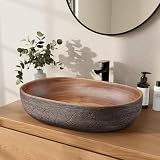 Homary Badezimmer Aufsatzbecken, Ovales Aufsatzbecken Vintage Keramik Aufsatzbecken für Badezimmer und Gäste-WC, 59x41.5x14.5cm,Waschbecken 60 cm Breit