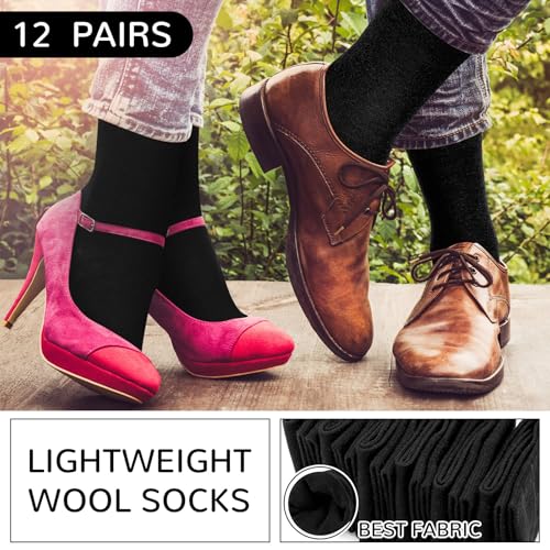 12 Pairs Mens Thin Merino Wool Socks Lightweight Cozy Breathable Merino Wool Crew Dress Socks for Hiking Casual3