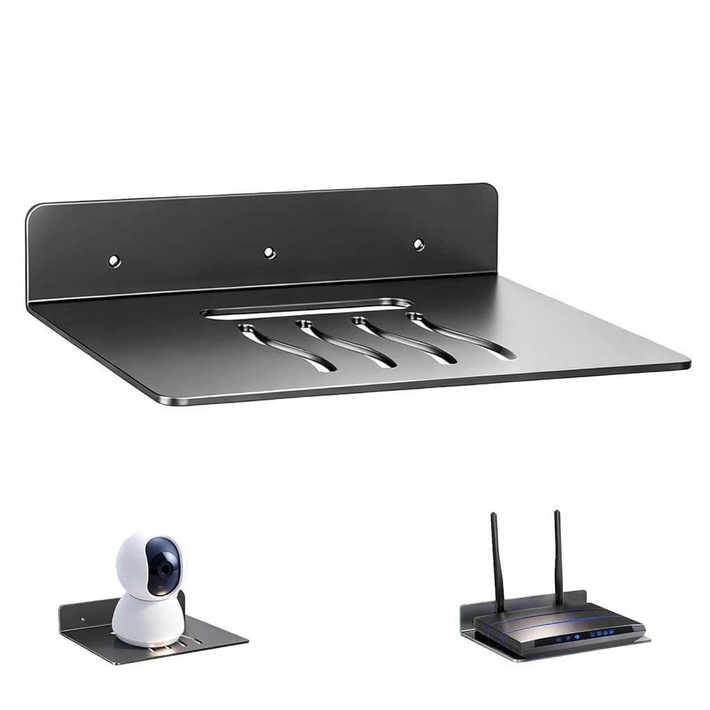 HASTHIP® Metal Wall Mount Camera Shelf Small Wall Shelf No Drill | 6.89 x 9INCH Self Adhesive Universal Small Floating Shelfs for Security Cameras, Speakers, Wireless Cameras-image-21