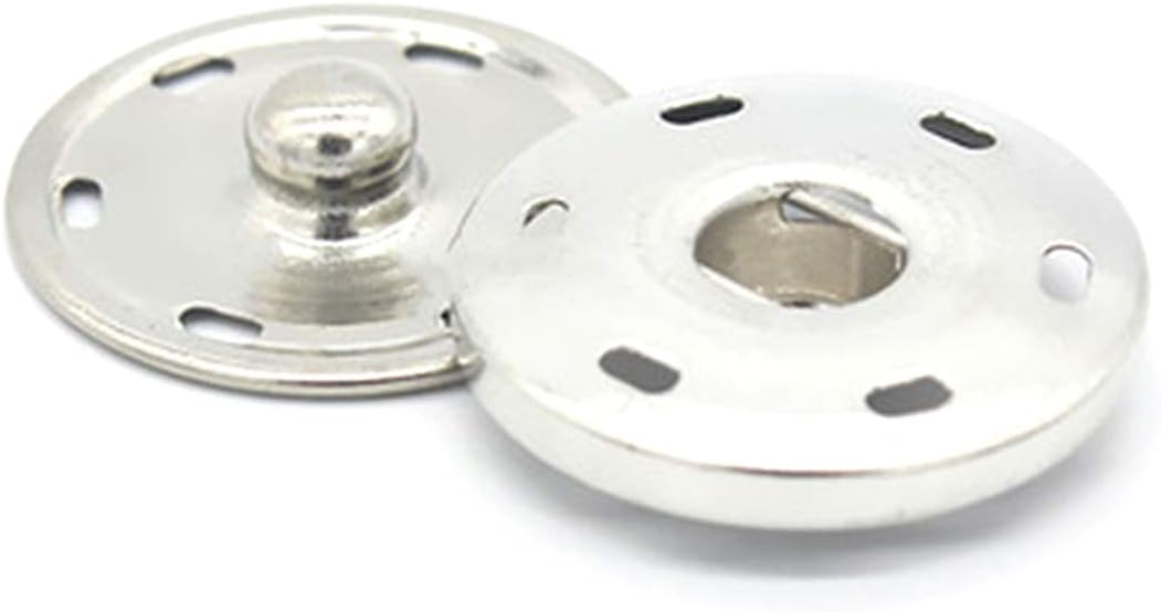 50 Sets Sew-on Snap Buttons Metal Snaps Fasteners Press Studs Buttons for Sewing Silver 3/4" 19mm