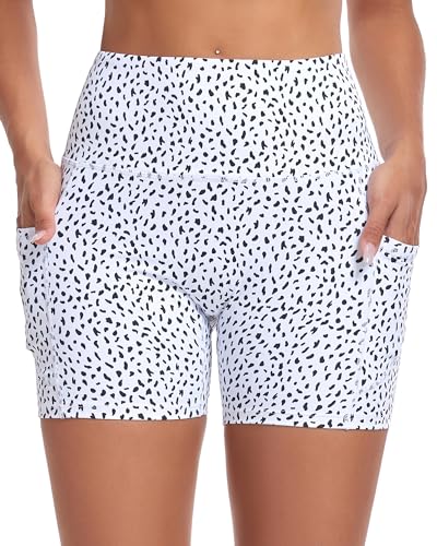 Womens High Waisted Biker Shorts with Pockets for Athletic Yoga Gym Running Workout Summer2