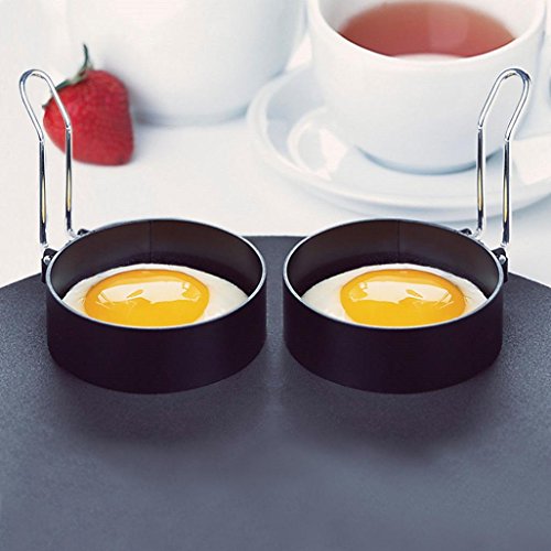 Pancakes Molds, Fheaven 2 PCS Nonstick Stainless Steel Handle Round Egg Rings Shaper Pancakes Molds