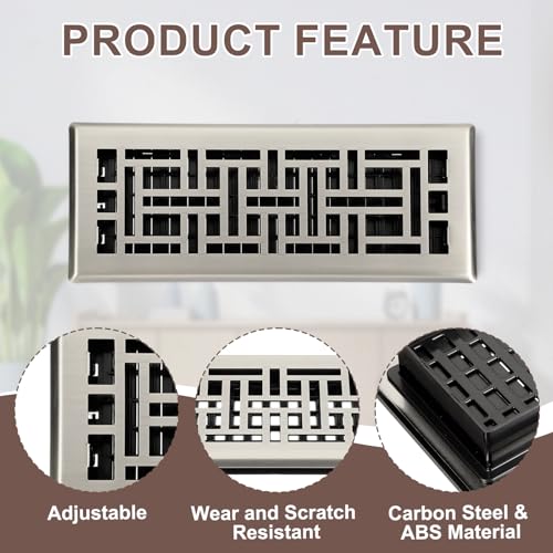 Grille d'aération réglable en acier robuste avec clapet oscillant