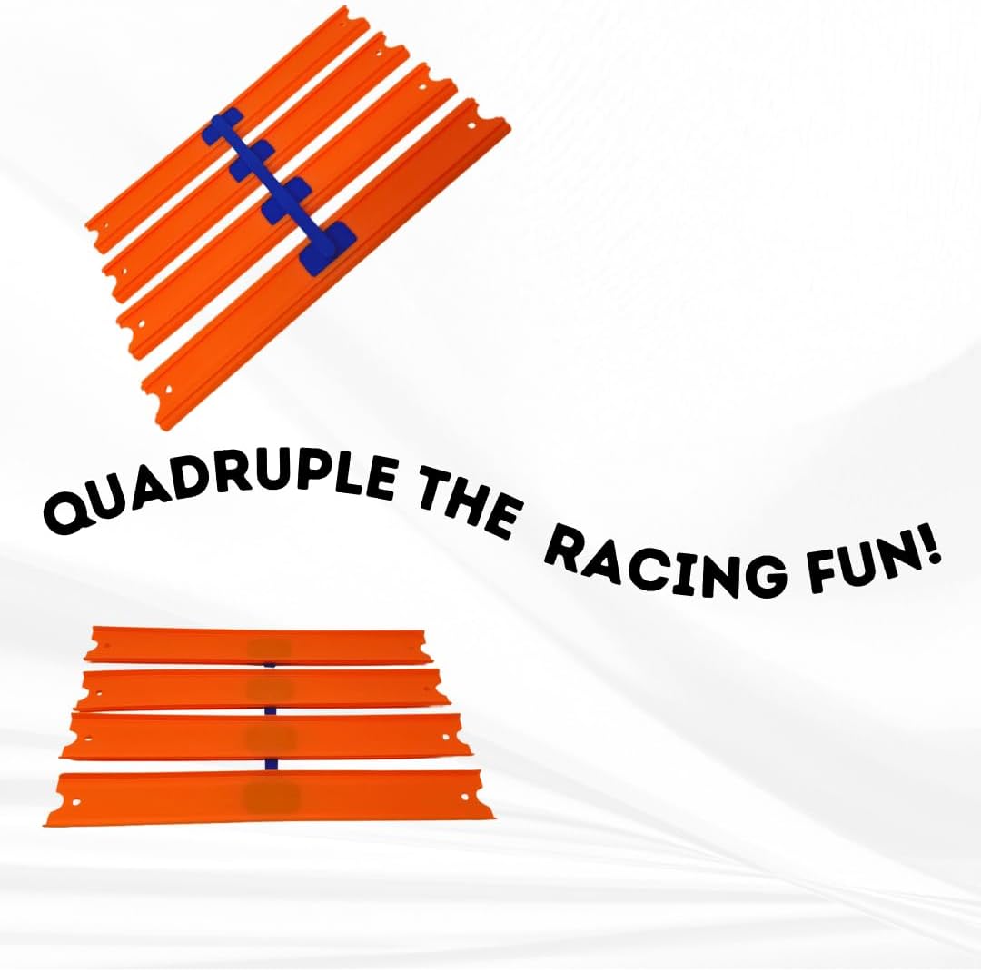 Lane Connectors Compatible with Hot Wheels | 2, 3, or 4 Lane Connectors to Create Epic Racetracks | Join Lanes Together for Ultimate Racing | Made in USA (Four Lane, 5-Pack)