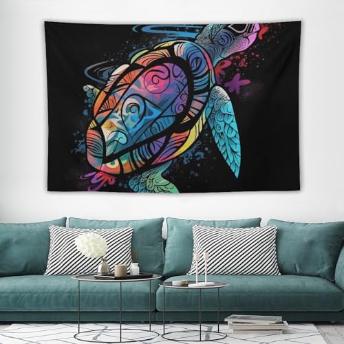 Tapisserie tortue coloree suspension murale vintage decoration salon