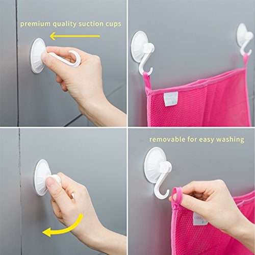 2 X Mesh Bath Toy Organizer + 6 Ultra Strong Hooks – The Perfect Bathtub Toy Holder & Bathroom Or Shower Caddy – These Multi-Use Net Bags Make Baby Bath Toy Storage Easy – For Kids & Toddlers #TOP6