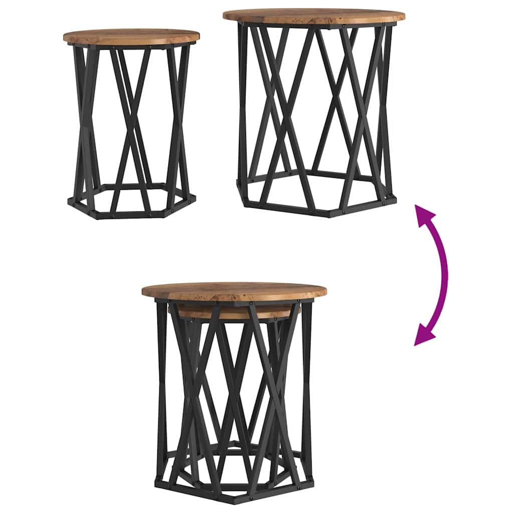 Tavolino da salotto in legno anticato e acciaio, moderno, con vano portaoggetti e elementi rimovibili, ideale per divano, tavolino da tè, tavolino da tè, tavolino e decorazione