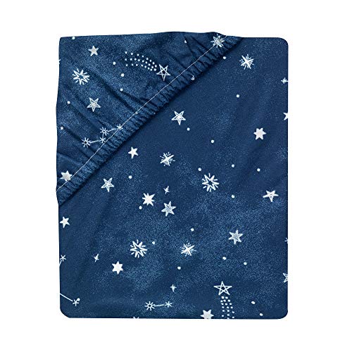 Lambs & Ivy Sky Rocket Blue Stars/Galaxy/Space 100% Cotton Fitted Crib Sheet #TOP2
