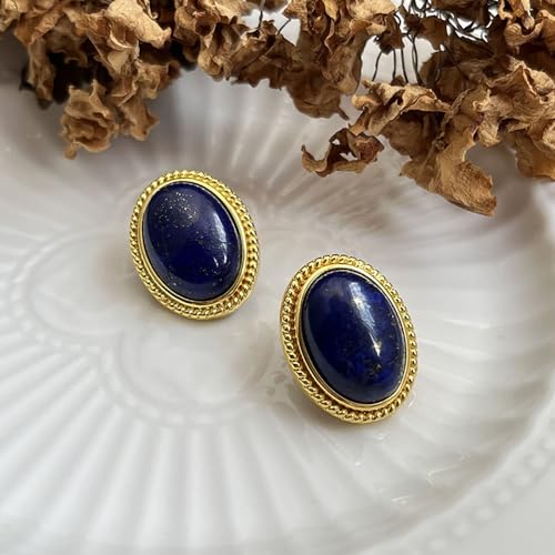 Boucles d'oreilles Lapis Lazuli ovales pour sublimer un teint terne - 2
